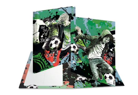 Sammelmappe mit Fußballmotiv aus verschiedenen Blickwinkeln