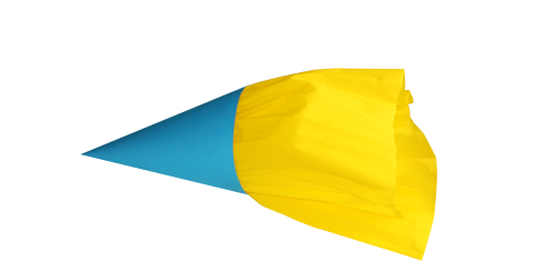 kleine Schultüte in Blau und Gelb