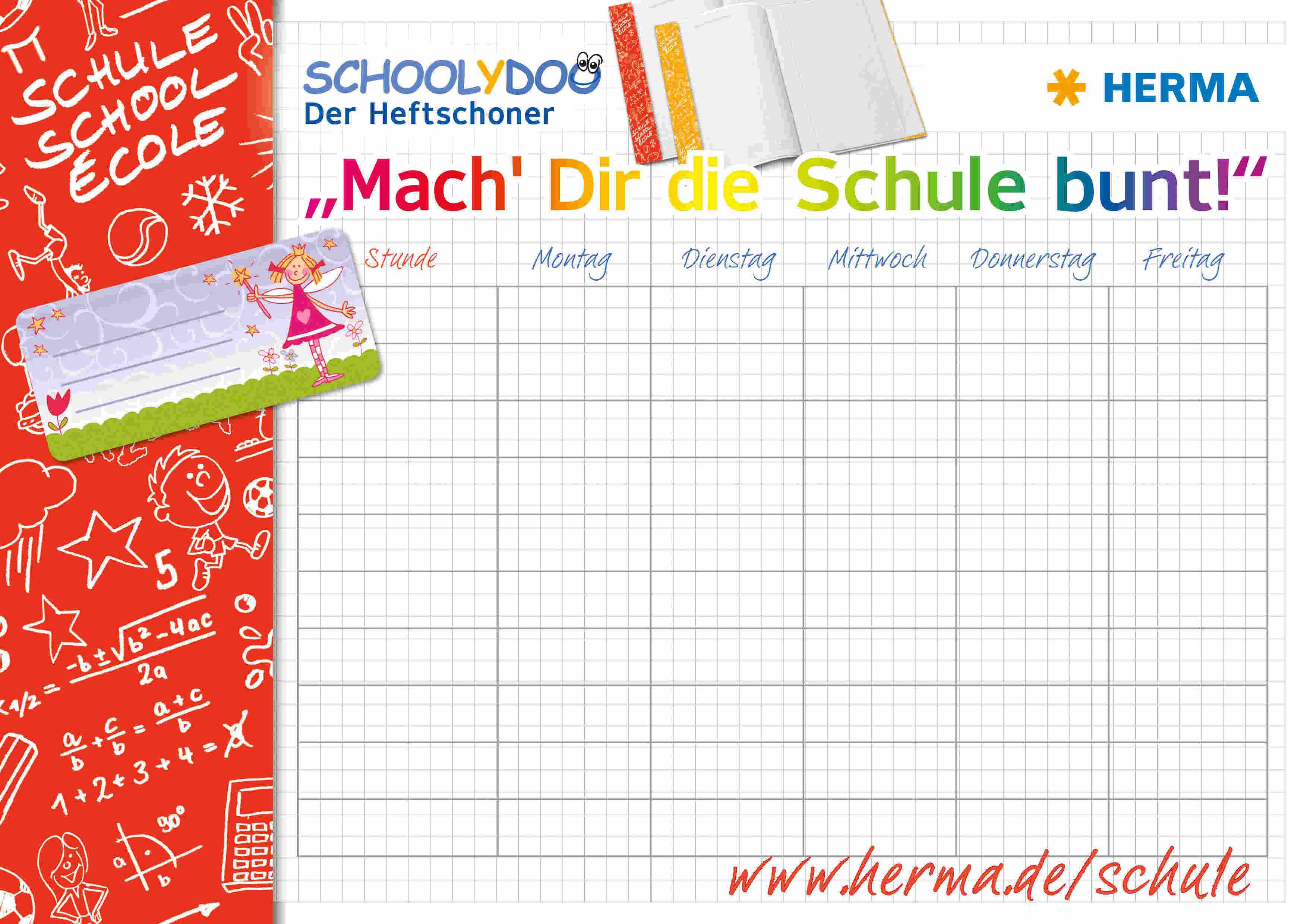 Abbildung: HERMA Stundenplan Home schooling