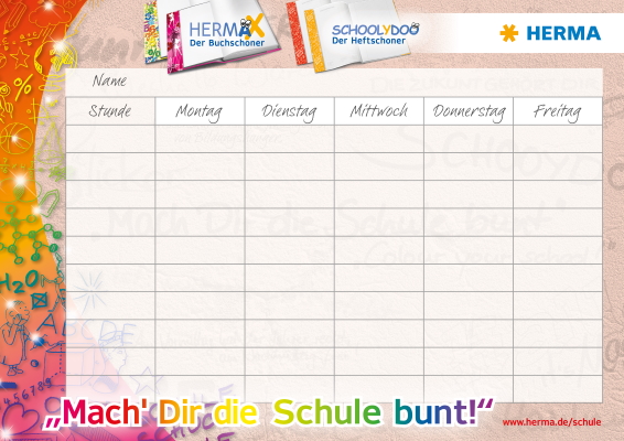 Stundenplan mit farbigem Rand