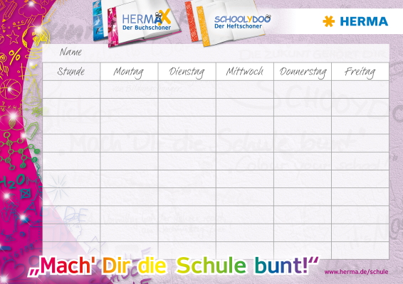 Stundenplan mit lila Rand" 

The text is already in German and does not require translation. It means "Timetable with purple border." If you need any adjustments or further context, please let me know!