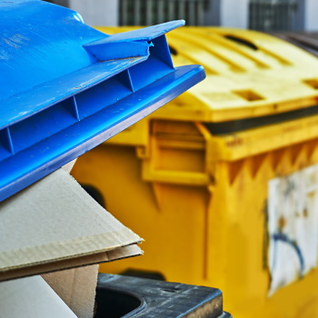 Entsorgung von Etiketten im Mülleimer