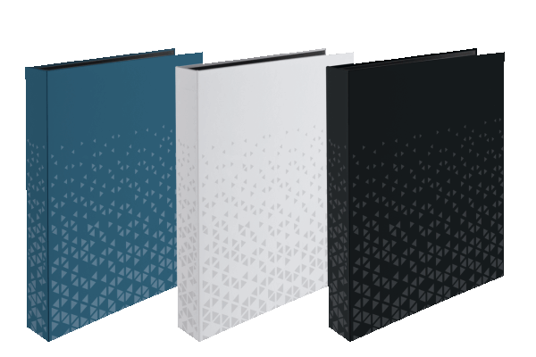 blauer, weißer und schwarzer Ordner