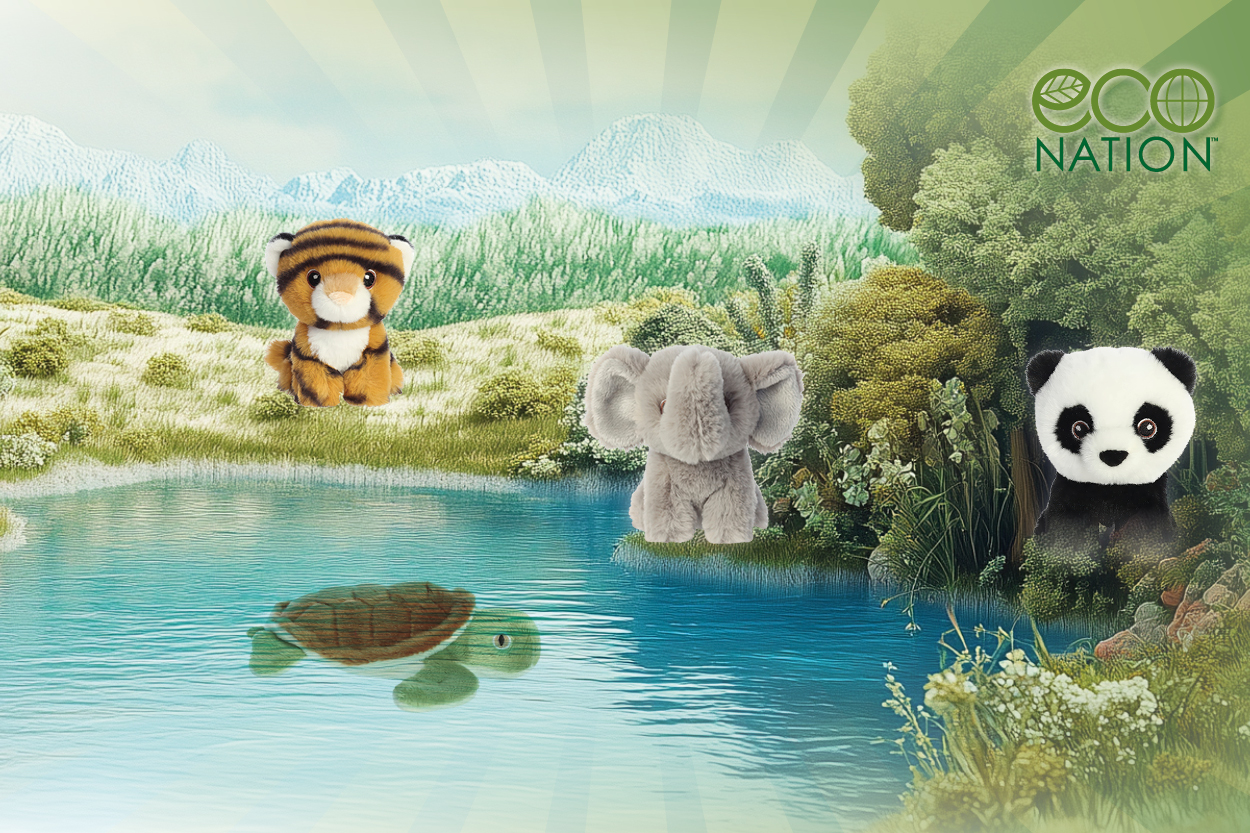 Wildtierbabys als Kuscheltiere am Fluss" 

This phrase is already in German. However, if you're looking for a more fluent or natural expression, you might say:

"Wildtierbabys, die wie Kuscheltiere am Fluss wirken." 

This maintains the original meaning while enhancing clarity.