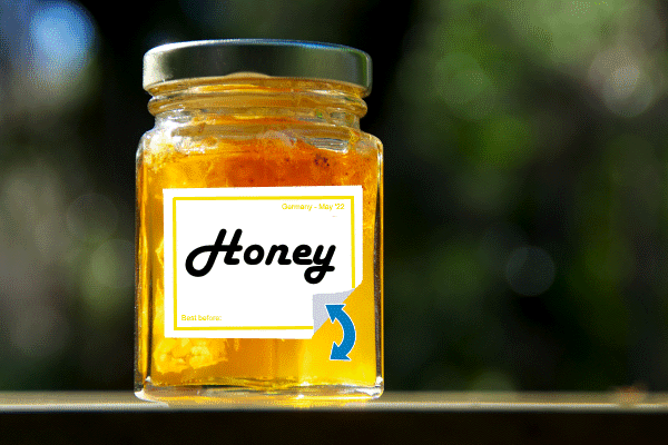 Honigglas mit abziehbarem Etikett