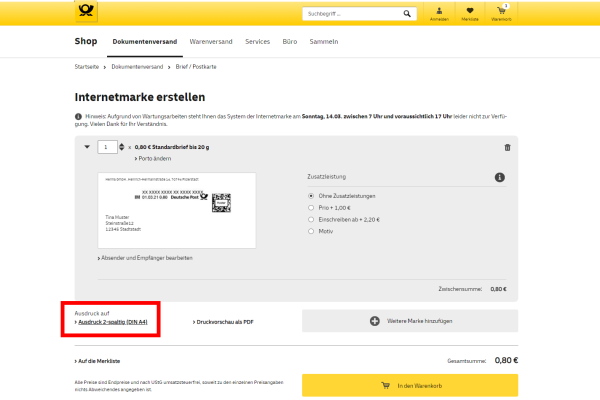 The term "Internetmarke" is already in German. It refers to an online postage label or internet postage. If you need a more detailed explanation or context about "Internetmarke," please let me know!