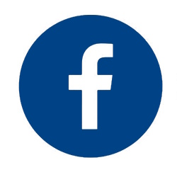Blaues rundes Logo mit einem weißen "f" in der Mitte, das die Social-Media-Plattform Facebook repräsentiert.