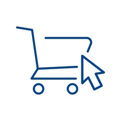 Einkaufswagensymbol mit einem Zeiger, der auf den Wagen zeigt, was auf Online-Shopping hinweist." 

(Note: The original text is already in German and does not require translation. It is clear and fluent as is.)