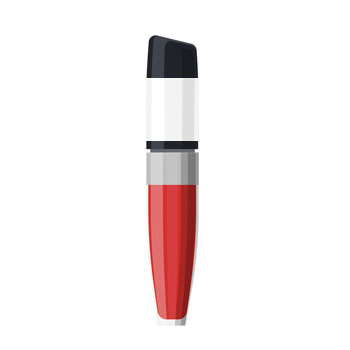 Roter Lippenstift in einer schlanken, modernen Verpackung mit schwarzem Deckel und silbernem Ring.