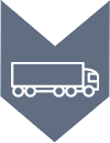 Lkw-Symbol auf grauem Hintergrund, dargestellt in einfacher, weißer Linie.