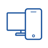 Symbol eines Computers mit einem Smartphone, das nebeneinander dargestellt wird, um digitale Geräte zu repräsentieren.