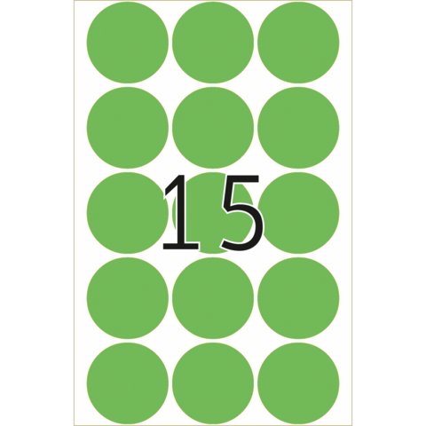Grüne Kreise auf weißem Hintergrund mit der Zahl 15 in der Mitte.