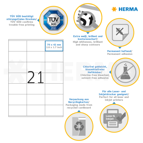 TÜV SÜD Zertifikat für störungsfreies Drucken, mit Informationen zu Etiketten, Haftung, Material und Druckkompatibilität.