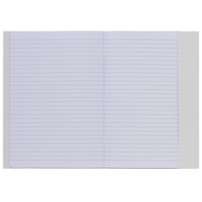 Offenes Notizbuch mit liniertem Papier, das auf beiden Seiten leere Zeilen zeigt.