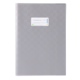 Graues Ringbuch mit einer transparenten Vorderseite und einem Aufkleber für Beschriftungen.