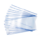 Eine Stapel transparenter Dokumententaschen mit blauen Rändern.