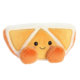 Kuscheliges Kissen in Form eines süßen, orangefarbenen Teils mit zwei runden, flauschigen Armen und einem lächelnden Gesicht.