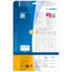 Rückseite einer Verpackung mit Informationen zu HERMA Produkten, einschließlich Anleitungen, QR-Code und Hinweisen zur kostenlosen Software.