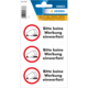 Aufkleber mit der Aufschrift "Bitte keine Werbung einwerfen!" in rotem Kreis, drei Exemplare auf einem Blatt.