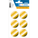 Sechseckige, goldene Etiketten auf einer Blisterkarte, insgesamt 18 Stück, Durchmesser 32 mm.