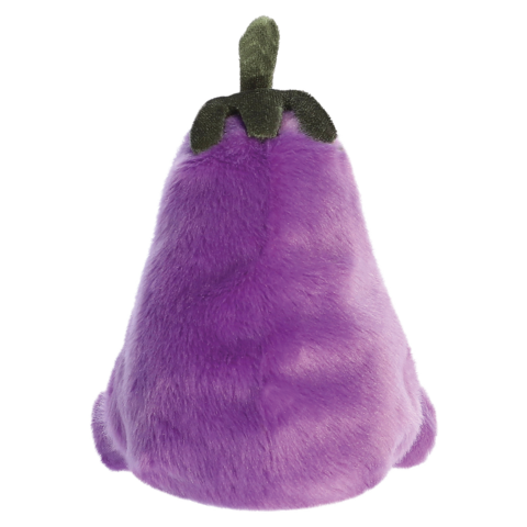 Lila, weiche Aubergine mit grünen Blättern oben, von hinten gesehen.