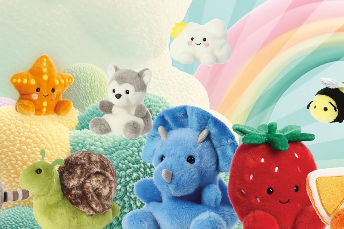 Headerbild mit der bunten Welt der Plüschtiere von Aurora