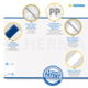 Stabiler, transparenter Polypropylen-Cover mit geschweißtem Rand, ohne Klebstoff, für eine perfekte Passform und einfache Handhabung.