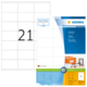 Etikettenblatt mit der Nummer 21, das die Marke HERMA zeigt, einschließlich Produktinformationen und Softwarehinweis.