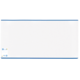 Ein großer, weißer, rechteckiger Bildschirm mit blauen Kanten, geeignet für Präsentationen oder Notizen.