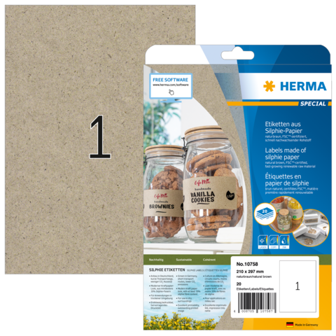 Etiketten aus Silphie-Papier, verpackt in einer Blisterverpackung. Enthält 20 Etiketten für verschiedene Anwendungen.