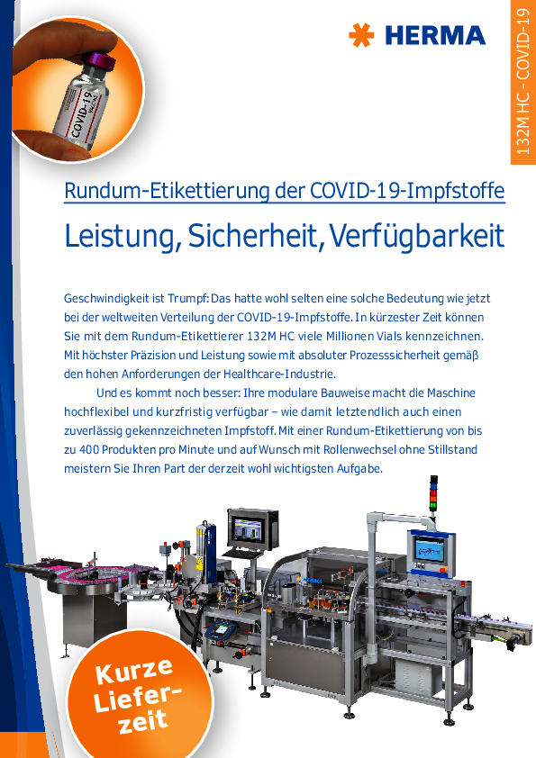 HERMA Prospekt Corona-Impfstoff Etikettierung