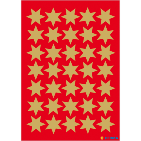 Ein roter Hintergrund mit einem Muster aus goldenen Sternen, gleichmäßig angeordnet in mehreren Reihen und Spalten.