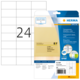 Transparente Etiketten von Herma, 70 x 37 mm, Packung mit 600 Stück, inklusive Software-Hinweis und Beispieladresse.