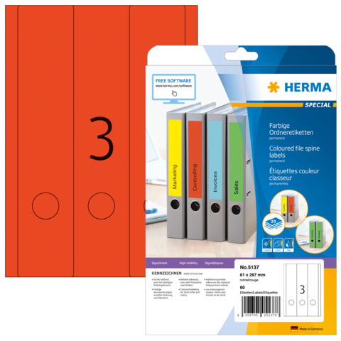 Bunte Ordneretiketten in verschiedenen Farben für die Beschriftung von Aktenordnern, inklusive einer Anleitung zur Nutzung.