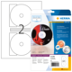 CD-Etiketten-Packung mit zwei Etiketten und einer CD-Abbildung. Enthält Informationen zu Software und Anwendungshinweisen.