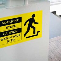 Gelbes, wetterfestes Etikett