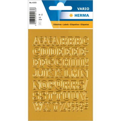 Aufkleber mit Buchstaben von A bis Z in verschiedenen Größen und Stilen, geeignet für Etikettierung und Bastelprojekte.