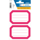 Packung mit 12 Etiketten in pinker Farbe, rechteckig mit Linien zum Beschriften, geeignet für verschiedene Anwendungen.