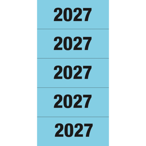 Sechs blaue Kästchen mit der Zahl 2027 in fetter schwarzer Schrift.