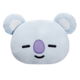 Kissen in Form eines Koalas mit einem lächelnden Gesicht, blauen Ohren und einer lila Nase.