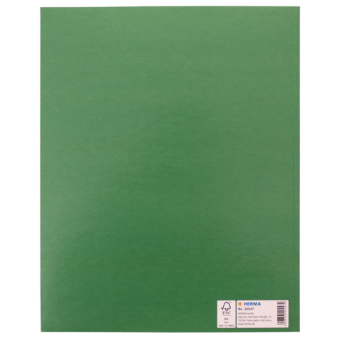 Grünes A4-Papier mit einer Etikette in der unteren rechten Ecke, die den Hersteller HERMA und die Produktnummer 3007 zeigt.