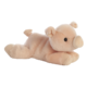Plüschschweinchen in rosa, liegend mit kleinen Ohren und einem runden Schnäuzchen.