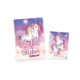 Ein Stickeralbum mit zwei Einhörnern auf dem Cover, umgeben von bunten Wolken und einem Stern. Der Titel lautet "Sticker Album".