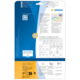 Rückseite einer Verpackung für transparente Etiketten von HERMA mit Anweisungen, QR-Code und Informationen zur Software.