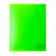 Grüner, transparenter Ordner mit einer glatten Oberfläche und einem kleinen, leeren Bereich für Beschriftungen.