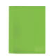 Ein leuchtend grünes Heft mit einem glatten Cover, das auf einer einfarbigen Oberfläche liegt.