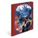 Ein roter Ordner mit einer großartigen Illustration: Ein blauer Drache schwebt über zwei Kinder, die neugierig und mutig aussehen.