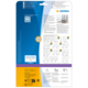 Rückseite einer Verpackung mit Informationen zu HERMA Produkten, einschließlich Anleitungen, QR-Code und Hinweisen auf kostenlose Software.